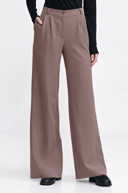 Spodnie z zakładkami wide leg SD127 Mocca - Nife Nife