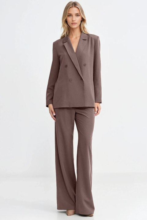 Spodnie z zakładkami wide leg SD127 Mocca - Nife Nife Spodnie z zakładkami wide leg SD127 Mocca - Nife Nife