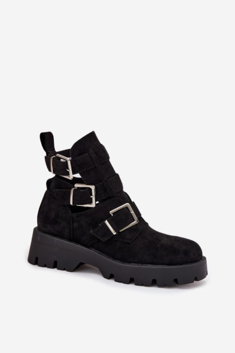 Botki Model Helisse 7631A Black Zamsz - Step in style Step in style Botki Model Helisse 7631A Black Zamsz - Step in style Step in style