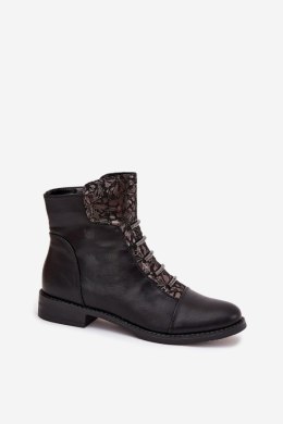 Botki Model Labise ASA62-16 Black Flowers - Step in style Step in style