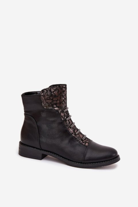 Botki Model Labise ASA62-16 Black Flowers - Step in style Step in style Botki Model Labise ASA62-16 Black Flowers - Step in style Step in style