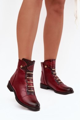 Botki Model Labise ASA62-16 Bordo wzór - Step in style Step in style