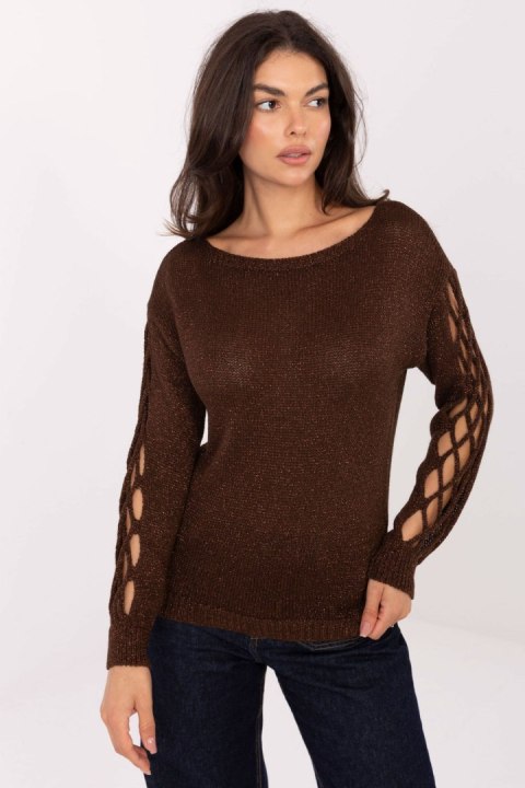 Sweter Damski Model MI-SW-1606.96 Dark Brown - Italy Moda Italy Moda Sweter Damski Model MI-SW-1606.96 Dark Brown - Italy Moda Italy Moda