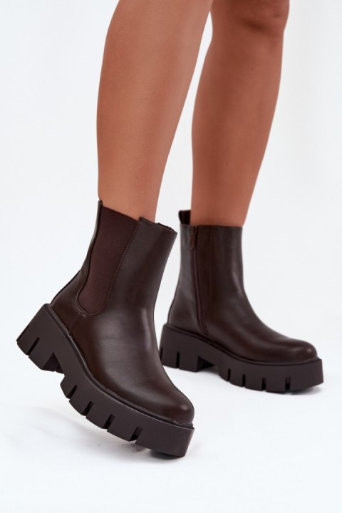 Sztyblety Model Fivienne WZ-115 Brown Skóra - Step in style Step in style