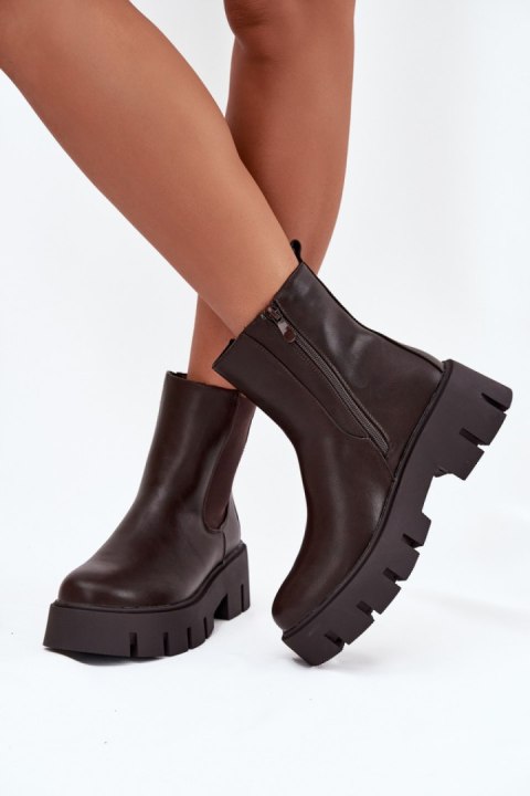 Sztyblety Model Fivienne WZ-115 Brown Skóra - Step in style Step in style Sztyblety Model Fivienne WZ-115 Brown Skóra - Step in style Step in style