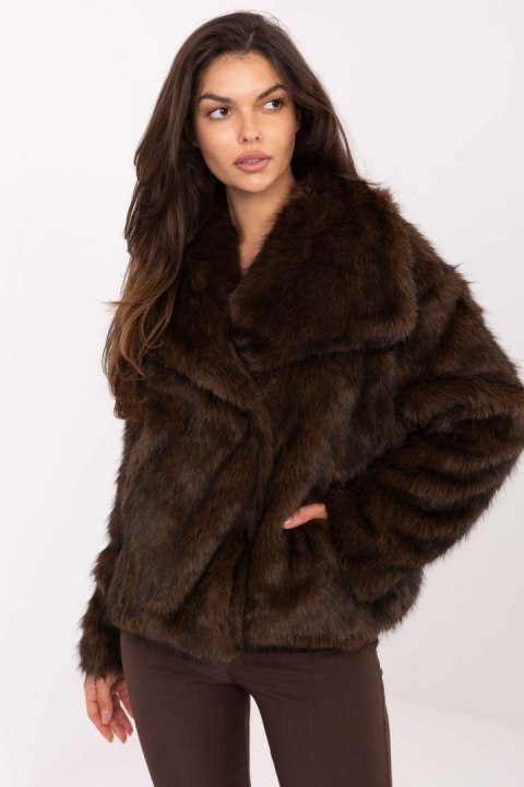 Kurtka Damska Model IT-KR-2501.43P Dark Brown - Rue Paris Rue Paris Kurtka Damska Model IT-KR-2501.43P Dark Brown - Rue Paris Rue Paris