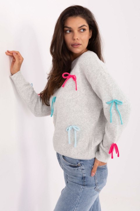 Sweter Damski Model PM-SW-SC82.41 Light Grey - Factory Price Factory Price Sweter Damski Model PM-SW-SC82.41 Light Grey - Factory Price Factory Price