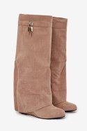 Kozaki Model Korivelle 035 Beige Zamsz - Step in style Step in style