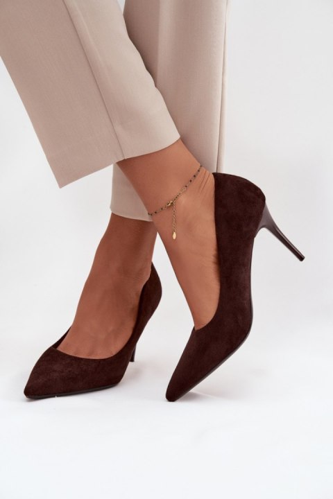 Szpilki Model Elvessa LE141P Czekolada - Step in style Step in style