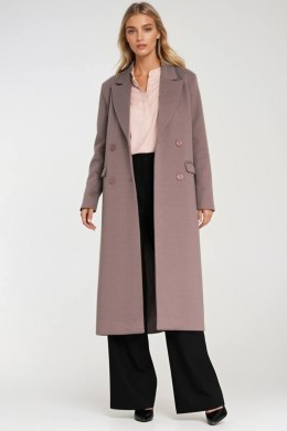 Elegancki płaszcz dwurzędowy PL25 Beige - Nife Nife