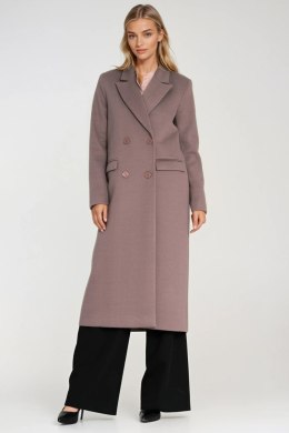 Elegancki płaszcz dwurzędowy PL25 Beige - Nife Nife