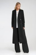 Elegancki płaszcz dwurzędowy PL25 Black - Nife Nife Elegancki płaszcz dwurzędowy PL25 Black - Nife Nife