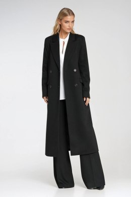 Elegancki płaszcz dwurzędowy PL25 Black - Nife Nife