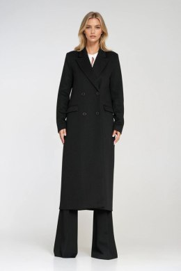 Elegancki płaszcz dwurzędowy PL25 Black - Nife Nife