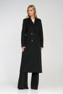 Elegancki płaszcz dwurzędowy PL25 Black - Nife Nife Elegancki płaszcz dwurzędowy PL25 Black - Nife Nife