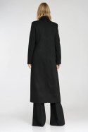 Elegancki płaszcz dwurzędowy PL25 Black - Nife Nife Elegancki płaszcz dwurzędowy PL25 Black - Nife Nife