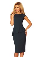 192-1 Elegancka sukienka MIDI z baskinką - BUTELKOWA ZIELEŃ 192-1 Elegancka sukienka MIDI z baskinką - BUTELKOWA ZIELEŃ