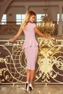 192-2 Elegancka sukienka MIDI z baskinką - LILA 192-2 Elegancka sukienka MIDI z baskinką - LILA