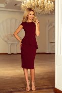 192-6 Elegancka sukienka MIDI z baskinką - BORDOWA 192-6 Elegancka sukienka MIDI z baskinką - BORDOWA