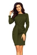 209-5 Sukienka z szerokim wiązanym PASKIEM - KHAKI 209-5 Sukienka z szerokim wiązanym PASKIEM - KHAKI