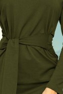 209-5 Sukienka z szerokim wiązanym PASKIEM - KHAKI 209-5 Sukienka z szerokim wiązanym PASKIEM - KHAKI