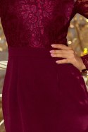 216-3 EMMA elegancka ołówkowa sukienka z koronką - BORDOWA 216-3 EMMA elegancka ołówkowa sukienka z koronką - BORDOWA