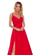 299-1 CHIARA elegancka maxi długa suknia na ramiączkach - CZERWONA 299-1 CHIARA elegancka maxi długa suknia na ramiączkach - CZERWONA