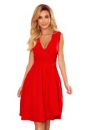338-1 ELLENA elegancka sukienka z dekoltem i zakładkami - CZERWONA 338-1 ELLENA elegancka sukienka z dekoltem i zakładkami - CZERWONA