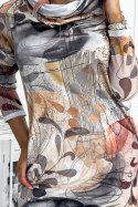 282-5 IRENE Sukienka z golfem - silver brown 282-5 IRENE Sukienka z golfem - silver brown
