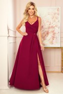 299-5 CHIARA elegancka maxi długa suknia na ramiączkach - BORDOWA 299-5 CHIARA elegancka maxi długa suknia na ramiączkach - BORDOWA