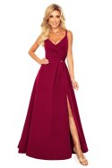 299-5 CHIARA elegancka maxi długa suknia na ramiączkach - BORDOWA 299-5 CHIARA elegancka maxi długa suknia na ramiączkach - BORDOWA