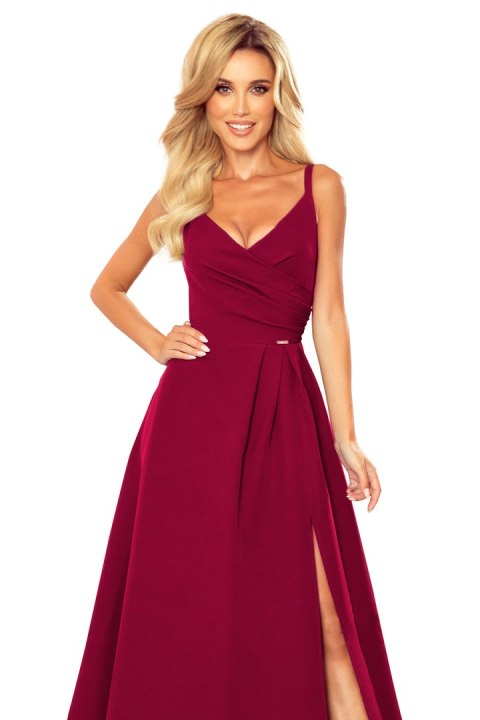 299-5 CHIARA elegancka maxi długa suknia na ramiączkach - BORDOWA 299-5 CHIARA elegancka maxi długa suknia na ramiączkach - BORDOWA