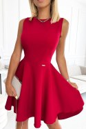 397-1 Elegancka sukienka z dłuższym tyłem - CZERWONA Z BROKATEM 397-1 Elegancka sukienka z dłuższym tyłem - CZERWONA Z BROKATEM