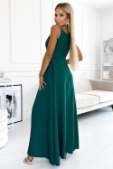 299-11 CHIARA elegancka maxi długa suknia na ramiączkach - ZIELONA 299-11 CHIARA elegancka maxi długa suknia na ramiączkach - ZIELONA