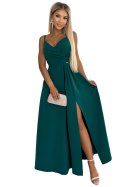 299-11 CHIARA elegancka maxi długa suknia na ramiączkach - ZIELONA 299-11 CHIARA elegancka maxi długa suknia na ramiączkach - ZIELONA