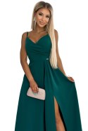 299-11 CHIARA elegancka maxi długa suknia na ramiączkach - ZIELONA 299-11 CHIARA elegancka maxi długa suknia na ramiączkach - ZIELONA