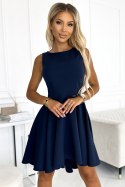 397-2 Elegancka sukienka z dłuższym tyłem - GRANATOWA 397-2 Elegancka sukienka z dłuższym tyłem - GRANATOWA