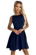 397-2 Elegancka sukienka z dłuższym tyłem - GRANATOWA 397-2 Elegancka sukienka z dłuższym tyłem - GRANATOWA