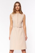 Sukienka Beżowa elegancka sukienka bez rękawów S200 Beige - Nife Hurtownia odzieży on-line, moda damska, bielizna i obuwie dla k Nife Sukienka Beżowa elegancka sukienka bez rękawów S200 Beige - Nife Hurtownia odzieży on-line, moda damska, bielizna i obuwie dla k Nife