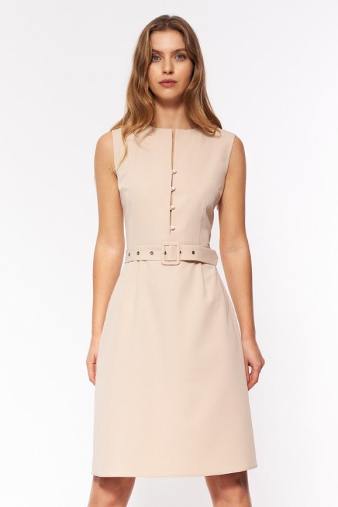 Sukienka Beżowa elegancka sukienka bez rękawów S200 Beige - Nife Hurtownia odzieży on-line, moda damska, bielizna i obuwie dla k Nife Sukienka Beżowa elegancka sukienka bez rękawów S200 Beige - Nife Hurtownia odzieży on-line, moda damska, bielizna i obuwie dla k Nife