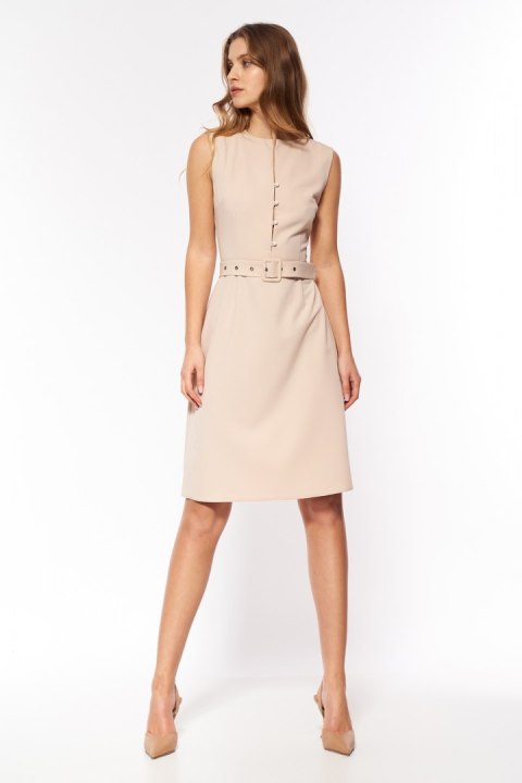 Sukienka Beżowa elegancka sukienka bez rękawów S200 Beige - Nife Hurtownia odzieży on-line, moda damska, bielizna i obuwie dla k Nife Sukienka Beżowa elegancka sukienka bez rękawów S200 Beige - Nife Hurtownia odzieży on-line, moda damska, bielizna i obuwie dla k Nife