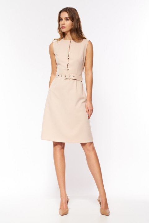 Sukienka Beżowa elegancka sukienka bez rękawów S200 Beige - Nife Hurtownia odzieży on-line, moda damska, bielizna i obuwie dla k Nife Sukienka Beżowa elegancka sukienka bez rękawów S200 Beige - Nife Hurtownia odzieży on-line, moda damska, bielizna i obuwie dla k Nife