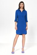 Sukienka Chabrowa sukienka oversize z podwijanym rękawem S226 Chaber - Nife Nife Sukienka Chabrowa sukienka oversize z podwijanym rękawem S226 Chaber - Nife Nife