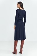 Sukienka z gumką w pasie S259 Navy - Nife Nife Sukienka z gumką w pasie S259 Navy - Nife Nife