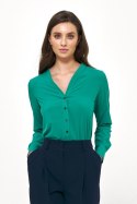 Zielona elegancka bluzka z długim rękawem B151 Green - Nife Nife Zielona elegancka bluzka z długim rękawem B151 Green - Nife Nife