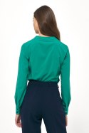 Zielona elegancka bluzka z długim rękawem B151 Green - Nife Nife Zielona elegancka bluzka z długim rękawem B151 Green - Nife Nife
