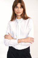 Biała koszula z wiązaniem pod szyją K62 White - Nife Nife Biała koszula z wiązaniem pod szyją K62 White - Nife Nife