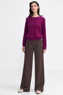 Bluza z dzianiny prążkowanej z długim rękawem BL08 Purpura - Nife Nife Bluza z dzianiny prążkowanej z długim rękawem BL08 Purpura - Nife Nife