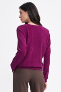 Bluza z dzianiny prążkowanej z długim rękawem BL08 Purpura - Nife Nife Bluza z dzianiny prążkowanej z długim rękawem BL08 Purpura - Nife Nife