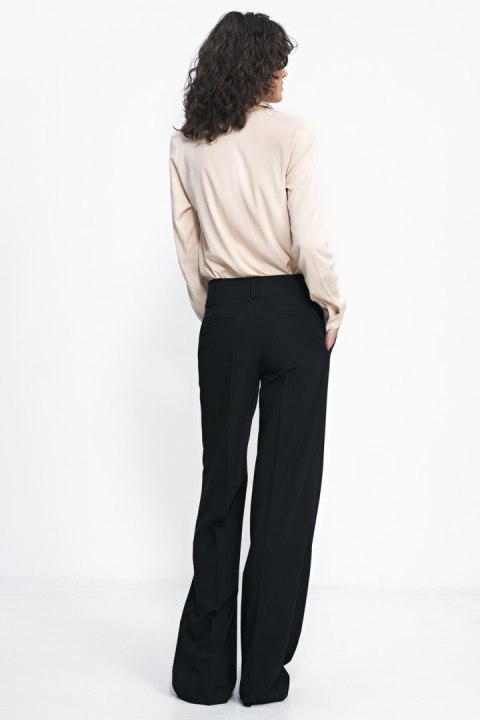 Czarne spodnie typu wide leg SD81 Black - Nife Nife Czarne spodnie typu wide leg SD81 Black - Nife Nife